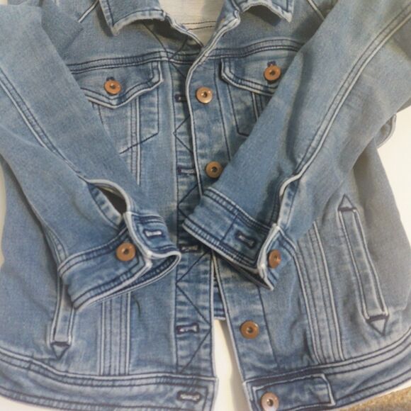 Pilcro & The Letterpress Cotton Stretch Denim Jacket Women's Small Trucker Style - Picture 5 of 12